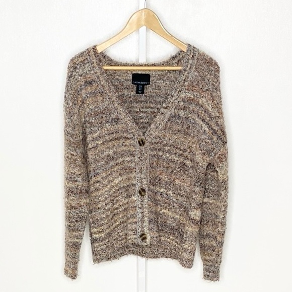 Cynthia Rowley Sweaters - Cynthia Rowley | Tan/Neutral Stripe Cozy Girl Nubby Button-Down Cardigan Sz Med